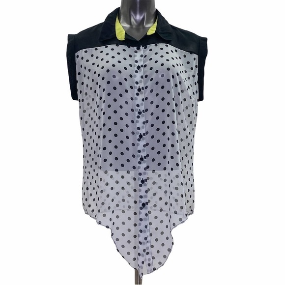 PERSEPTION Concept Polka Dot Sleeveless Blouse - Picture 1 of 11